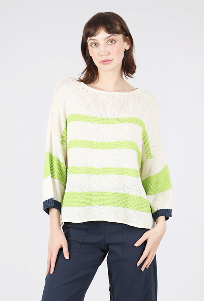 Alembika Allie Sweater, Lime/White 