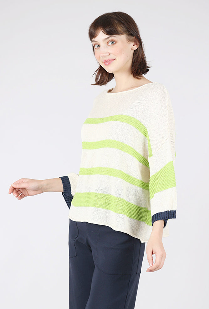 Alembika Allie Sweater, Lime/White 