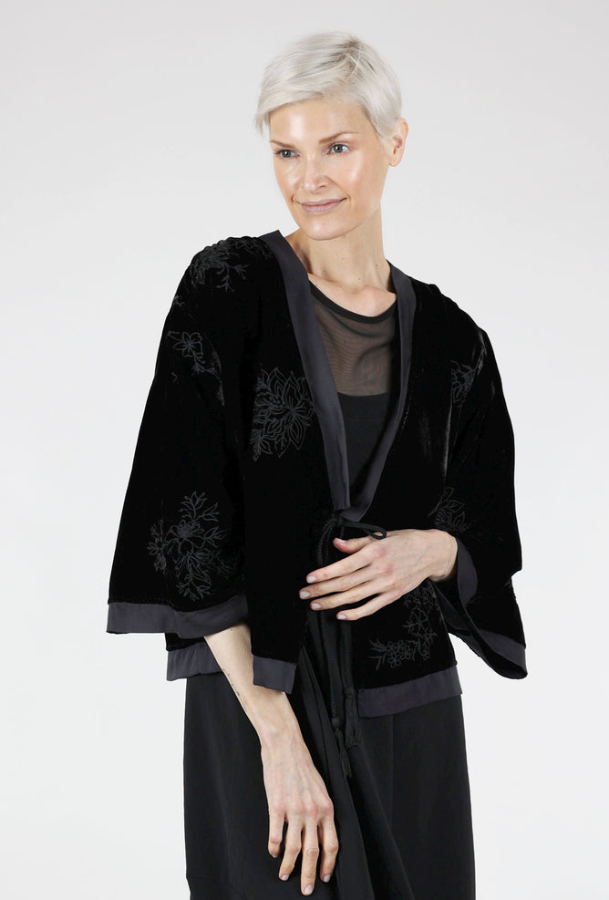 Kyla Seo Anika Velvet Kimono, Black Medium Black