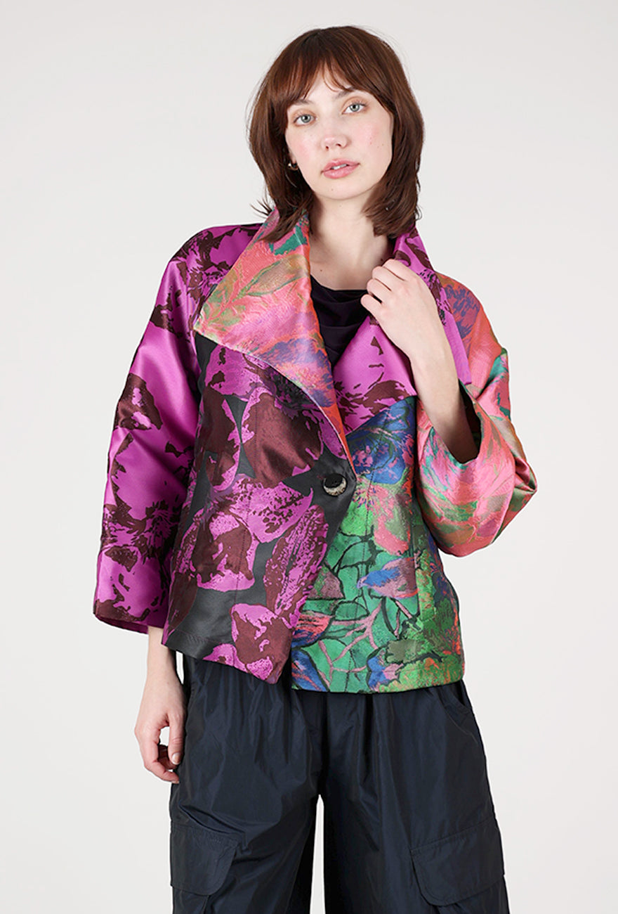 Button It Jacquard Jacket, Magenta Mix