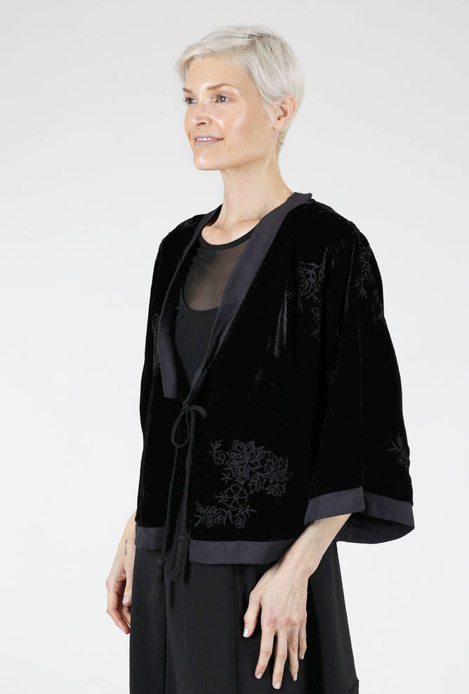 Kyla Seo Anika Velvet Kimono, Black Medium Black