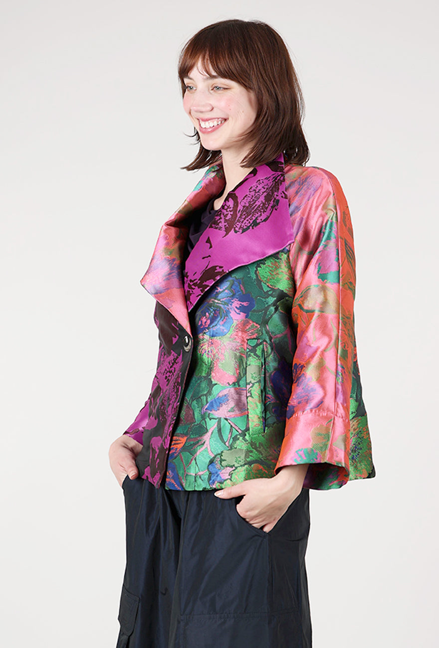 Button It Jacquard Jacket, Magenta Mix