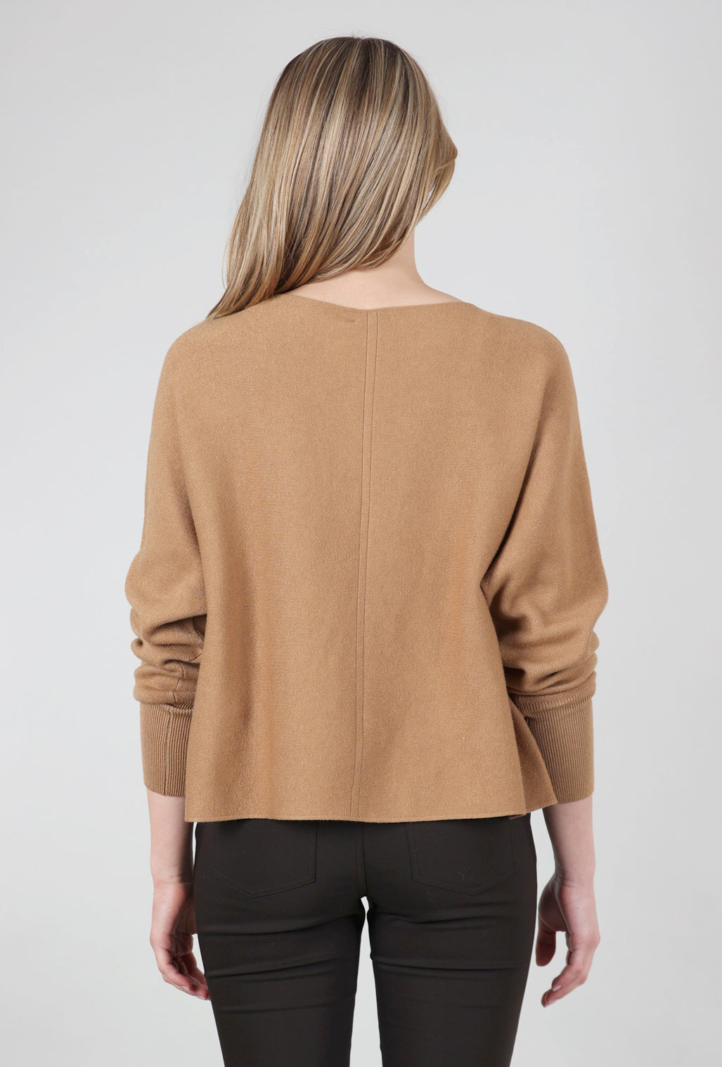 M Made in Italy Hip-Skim Dolman Sweater, Dark Doe 