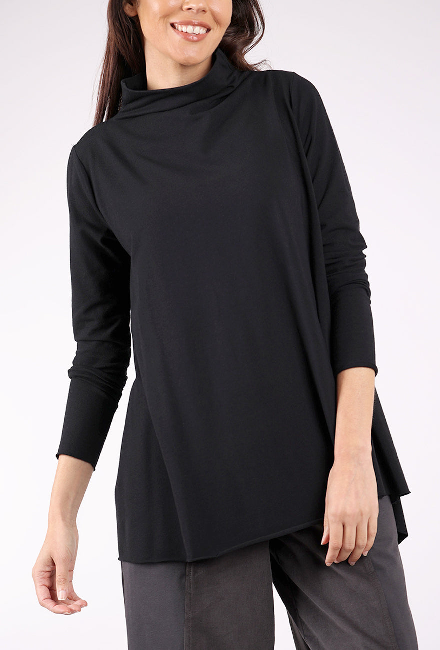 Ozai Tuck Detail Knit Top, Black 