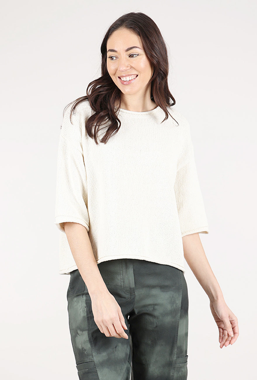 Grade & Gather Rolled-Edge Eyde Sweater, Ivory 