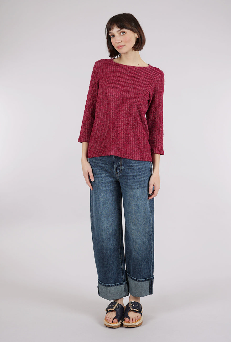 Cut Loose Boatneck Texture Sweater, Rhubarb 