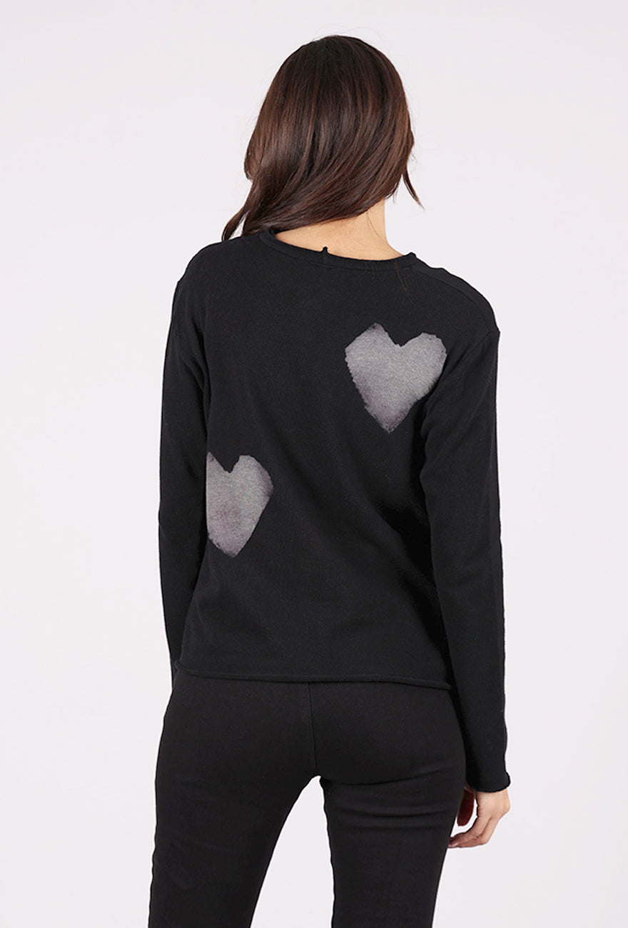 Heyne Bogut Cozy Crop Ombre Heart Top, Black/Berry 