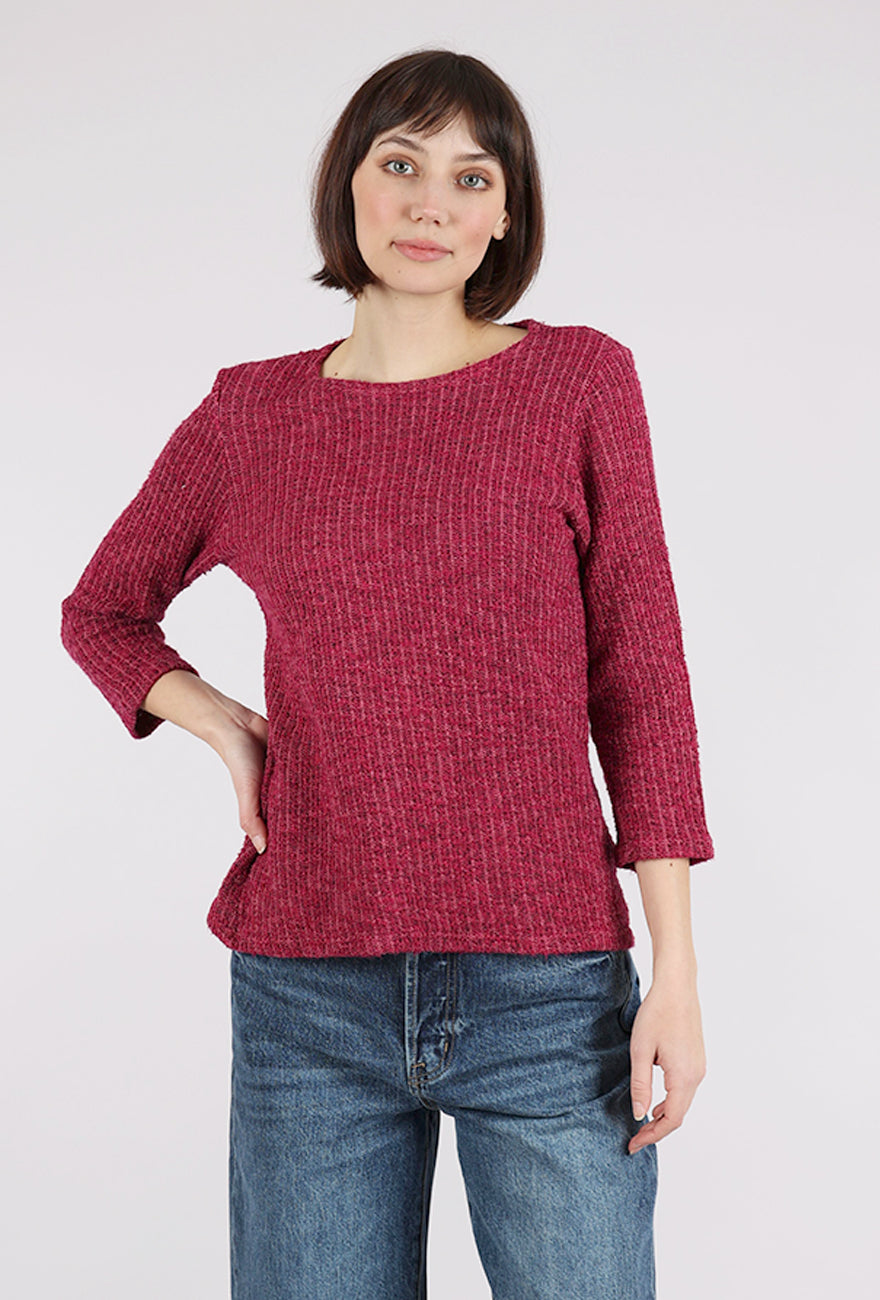 Cut Loose Boatneck Texture Sweater, Rhubarb 