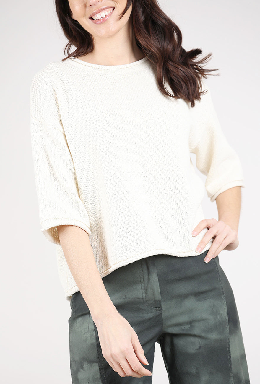 Grade & Gather Rolled-Edge Eyde Sweater, Ivory 