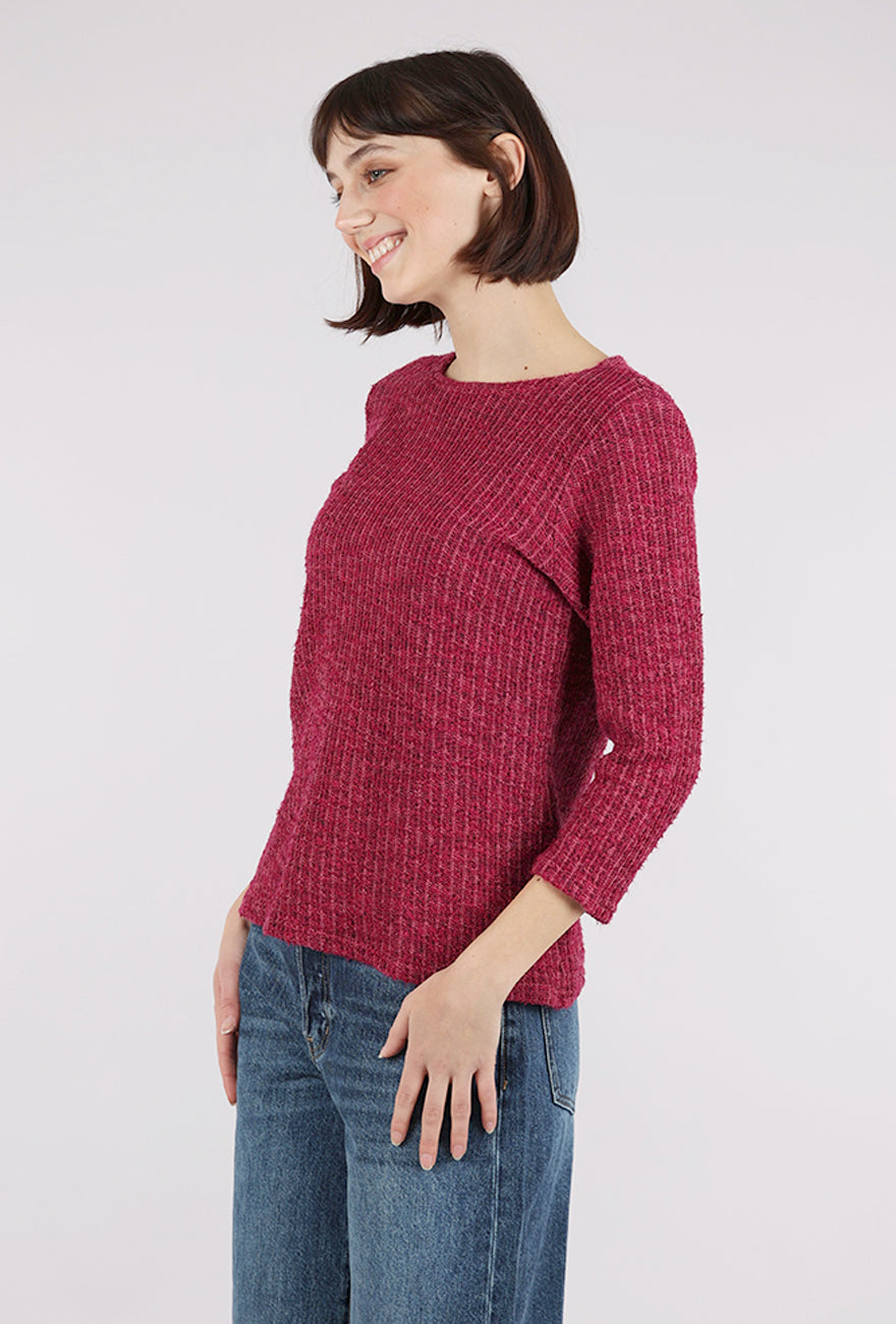 Cut Loose Boatneck Texture Sweater, Rhubarb 