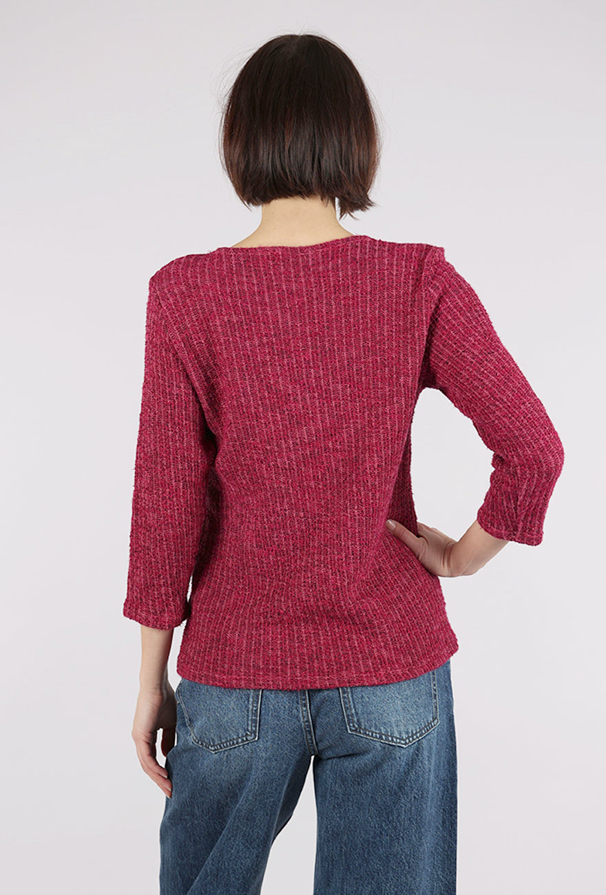 Cut Loose Boatneck Texture Sweater, Rhubarb 