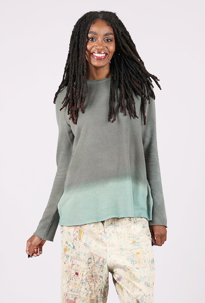 Heyne Bogut Cozy Ombre Dip Dye Top, Nickel/Sea 