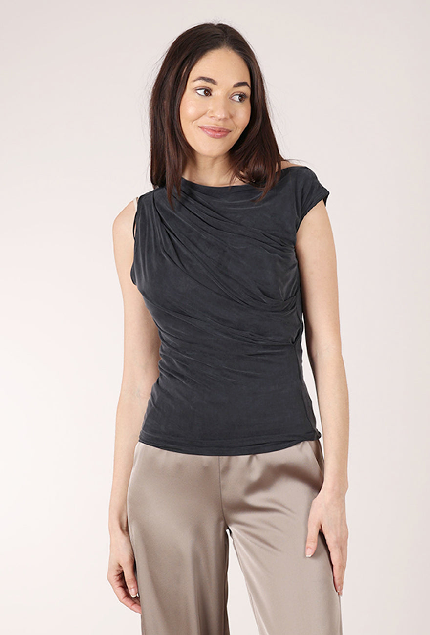 Cossac Maddy Drape Top, Black 