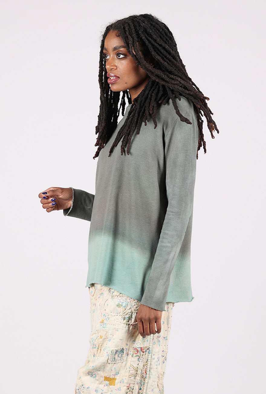 Heyne Bogut Cozy Ombre Dip Dye Top, Nickel/Sea 