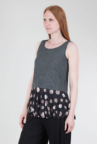 Chalet Patterned Flounce Sophia Tank, Charcoal 