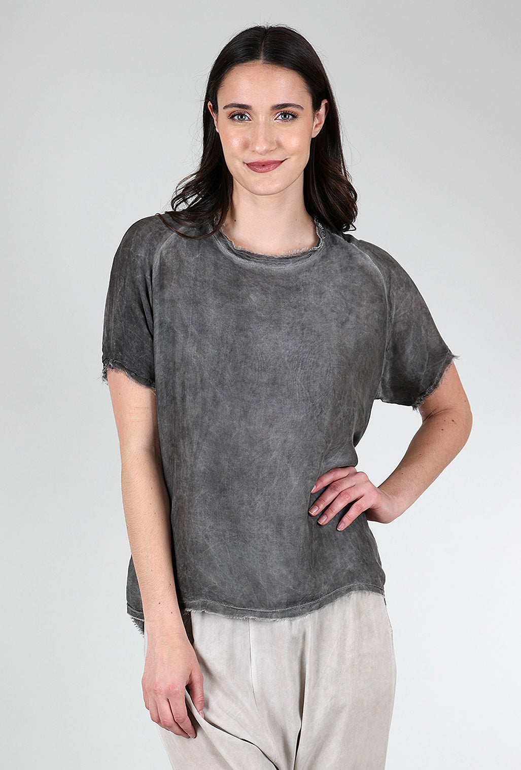 Sanctamuerte Silky Tattered Top, Gray Storm 