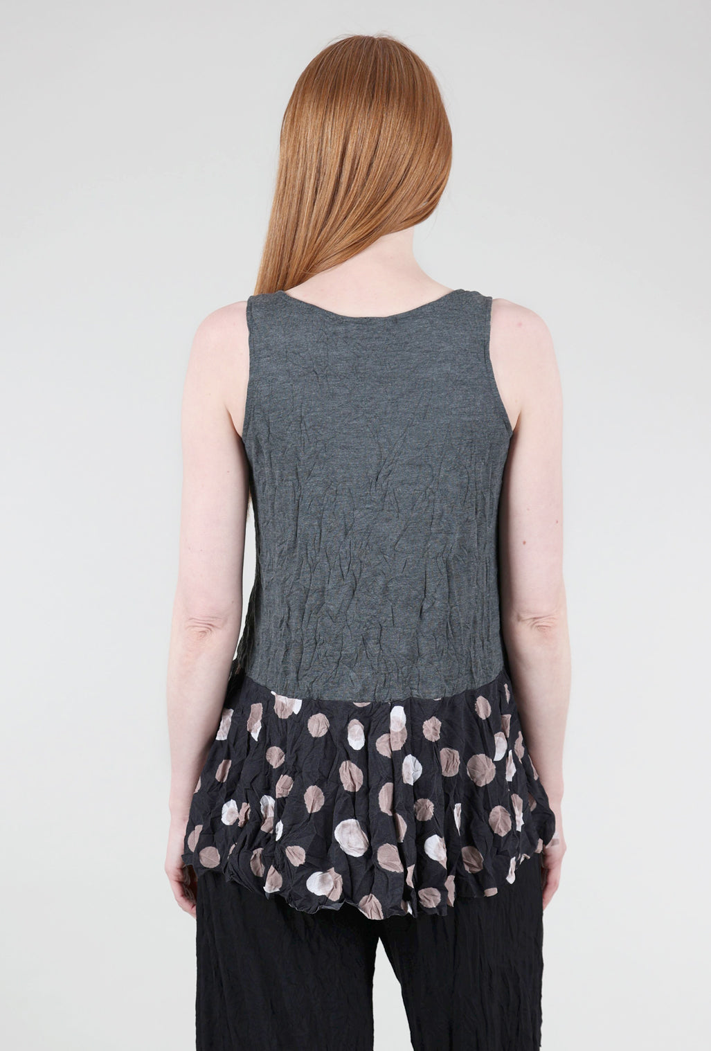 Chalet Patterned Flounce Sophia Tank, Charcoal 