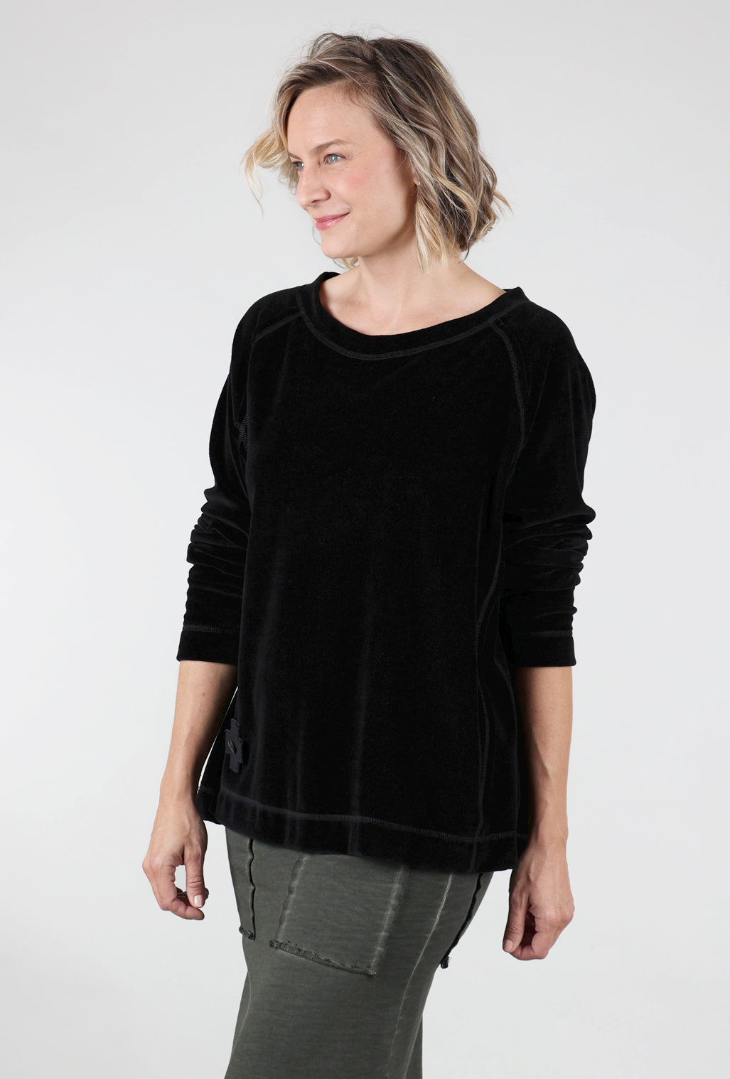 Pluslavie Nicki Velour Sweat, Black 