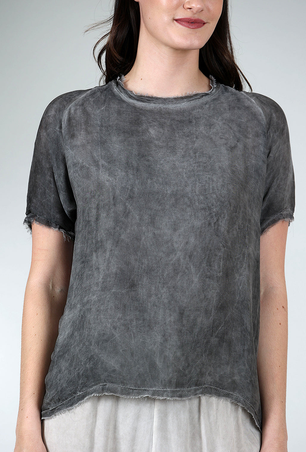 Sanctamuerte Silky Tattered Top, Gray Storm 