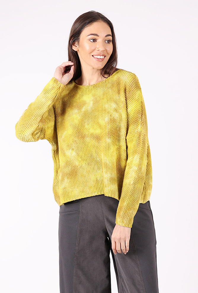 Heyne Bogut Honeycomb Crop Sweater, Lemon 