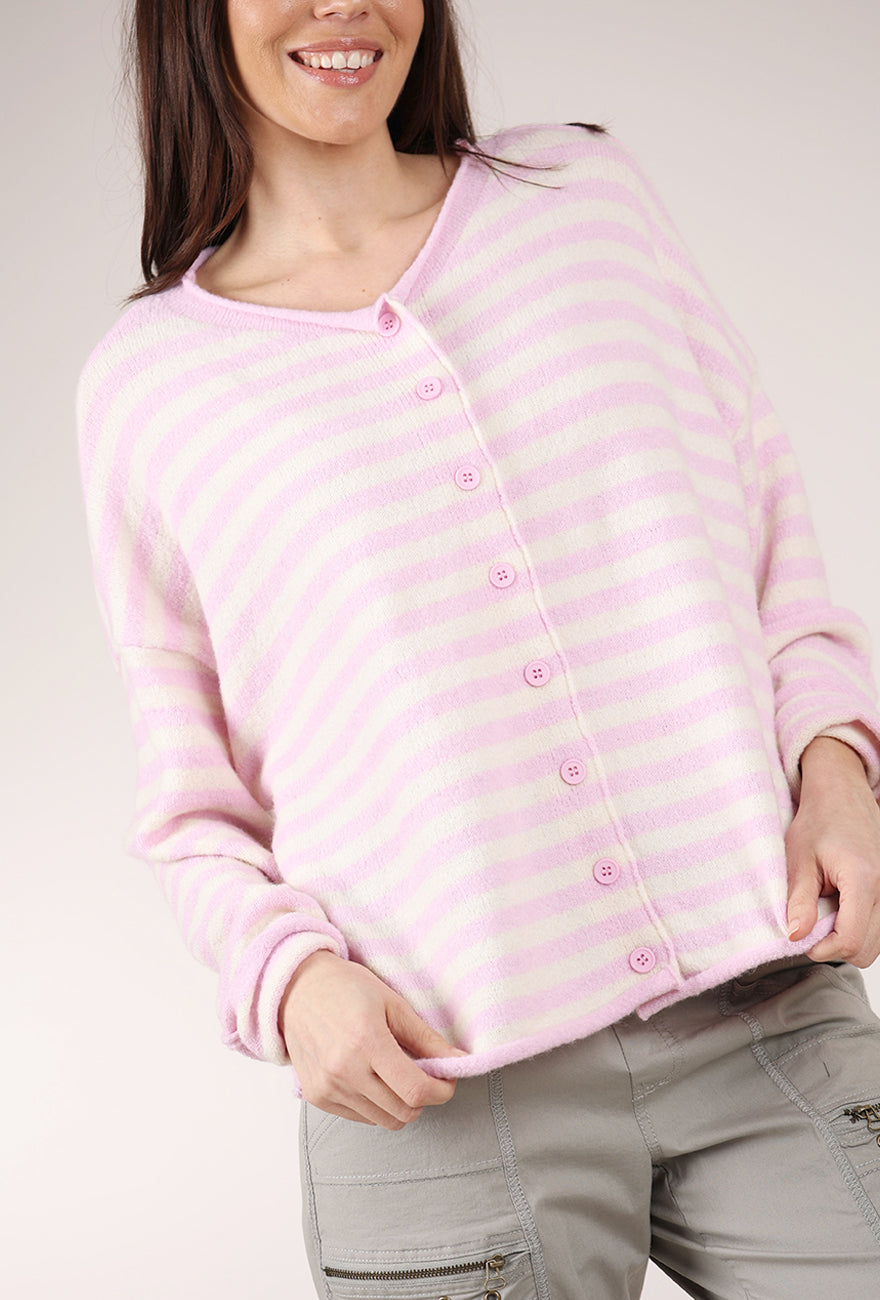 By Together Sunny Side Stripe Cardie, Lavender Pink 