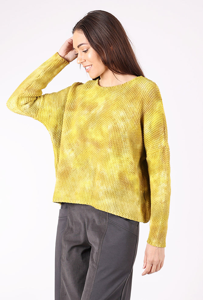Heyne Bogut Honeycomb Crop Sweater, Lemon 