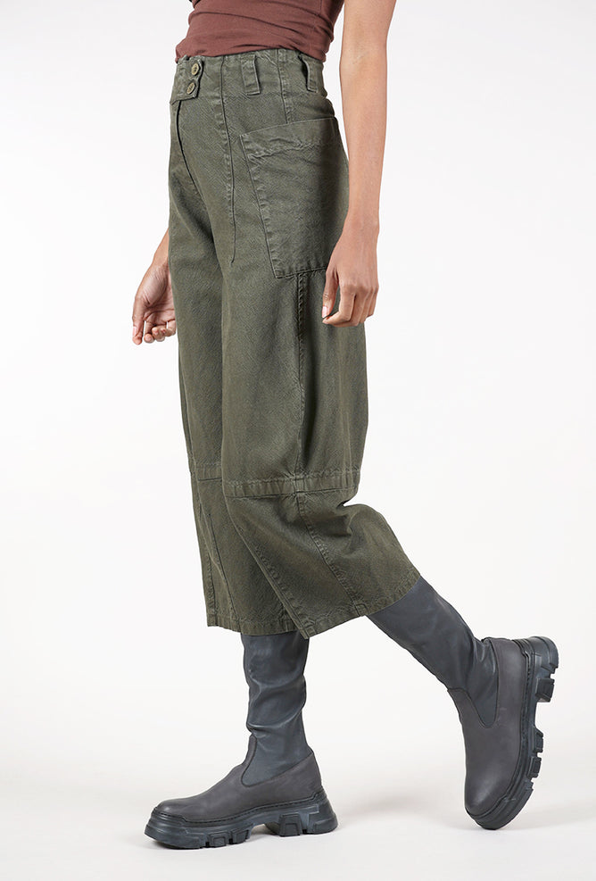Lurdes Bergada Tab Over Crop Trouser, Khaki 