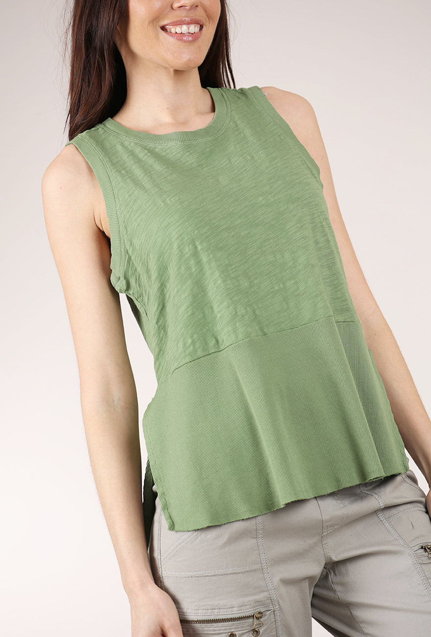 Mododoc Rib Mix Peplum Tank, Hazel 