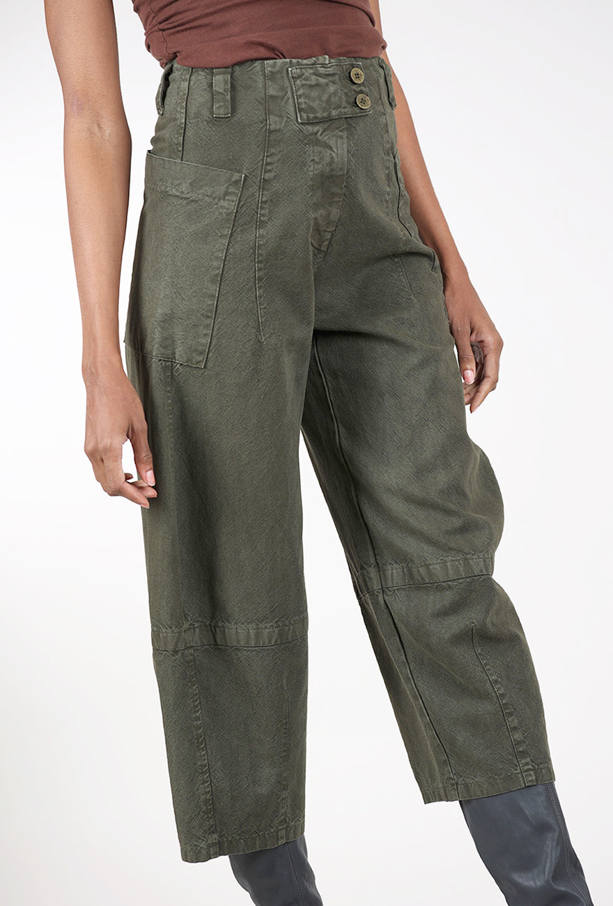 Lurdes Bergada Tab Over Crop Trouser, Khaki 