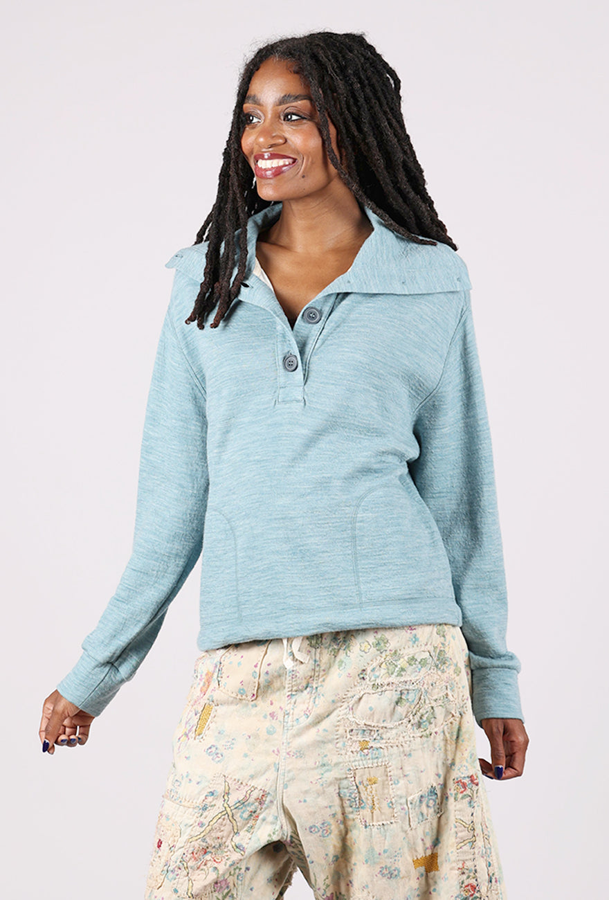 Cotton Wool Henley Sweater, Arctic Melange