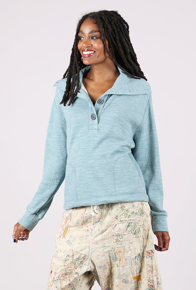 Cotton Wool Henley Sweater, Arctic Melange
