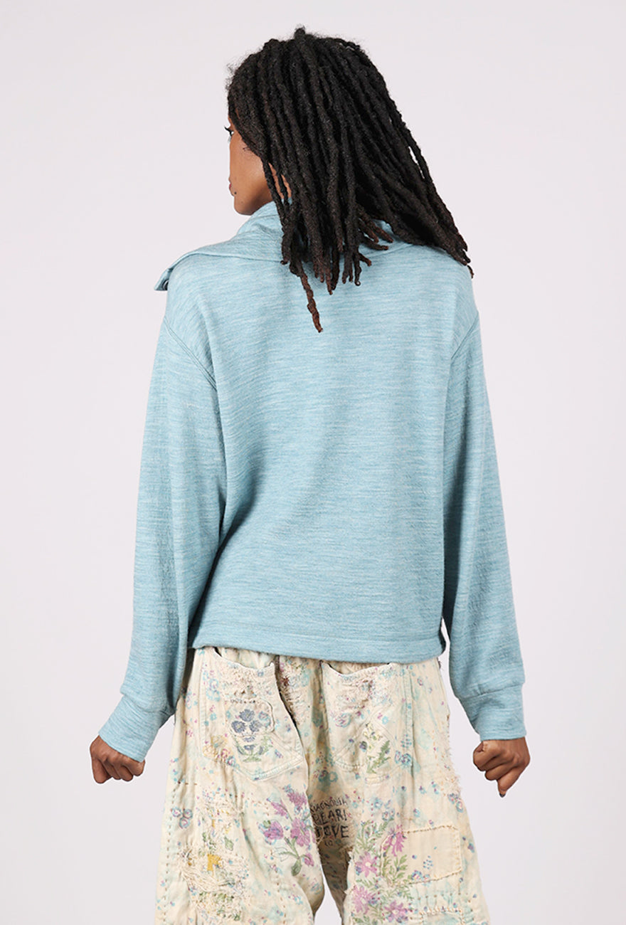 Cotton Wool Henley Sweater, Arctic Melange