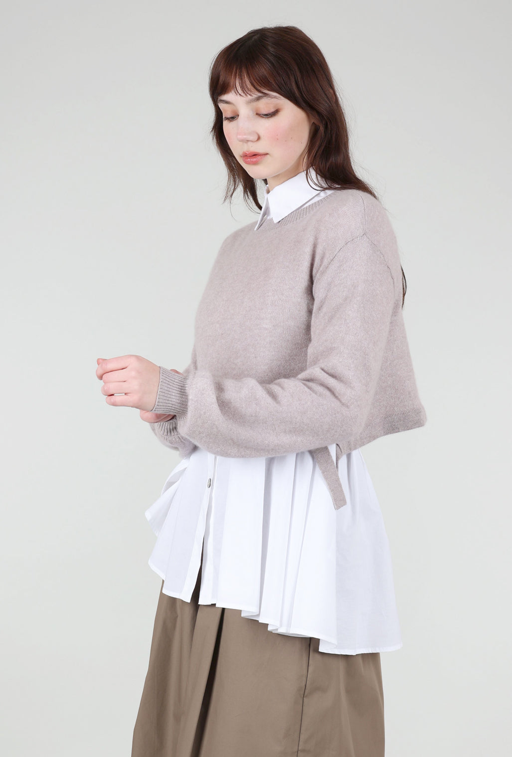 Bitte Kai Rand Heathered Moors Crop Sweater, Soft Brown Mauve 