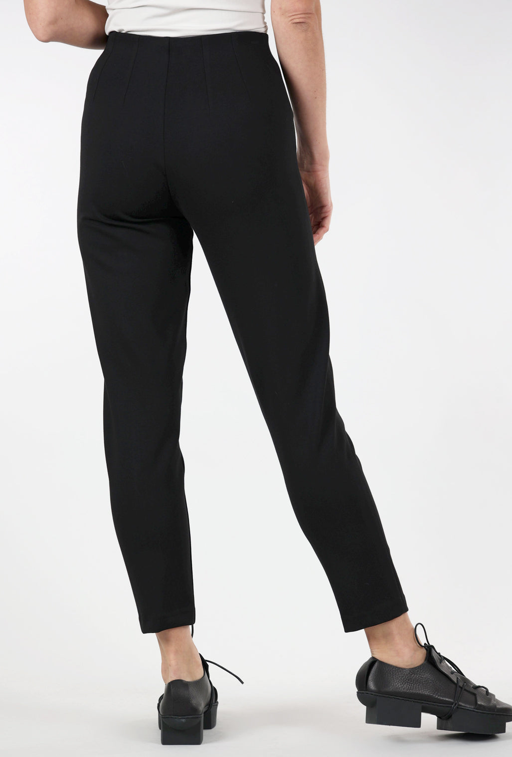 Equestrian Sharon Ankle Ponte Knit Pant, Black 