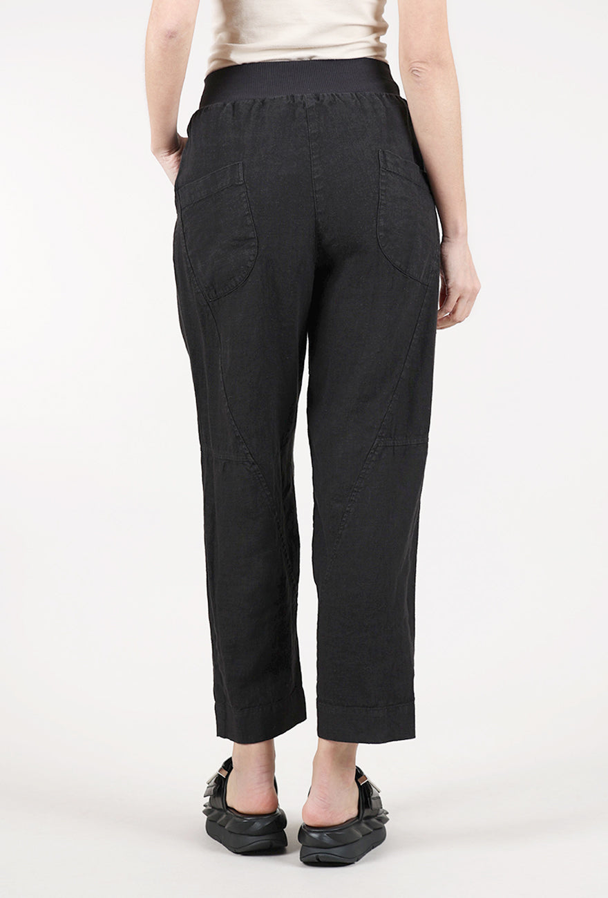 Grizas Linen Barrel Trouser, Black 