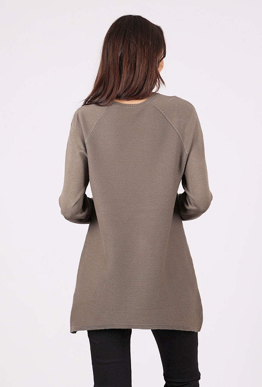 Sunday Ribbed Knit Pocket Tunic, Taupe 