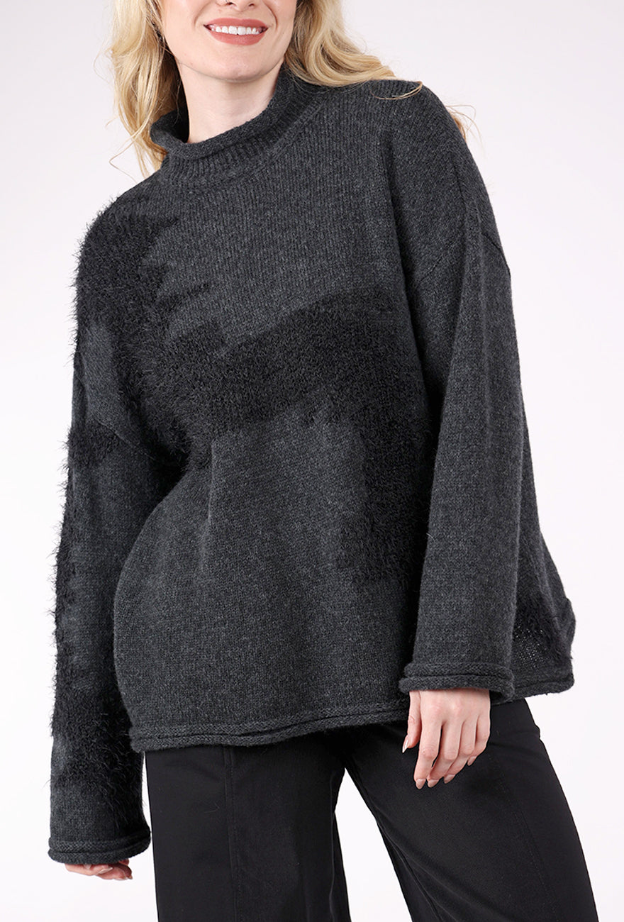 Ozai Texture Play Sweater, Gray 