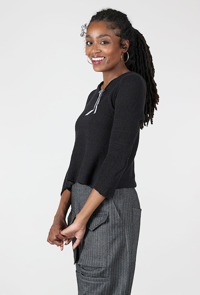 Paper Temples Ray Ribbon-Accent Sweater, Black 