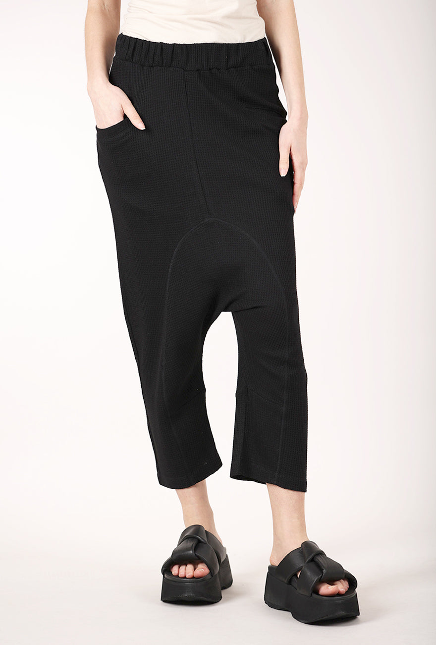 Sort Aarhus Waffle Knit ER Pant, Black 