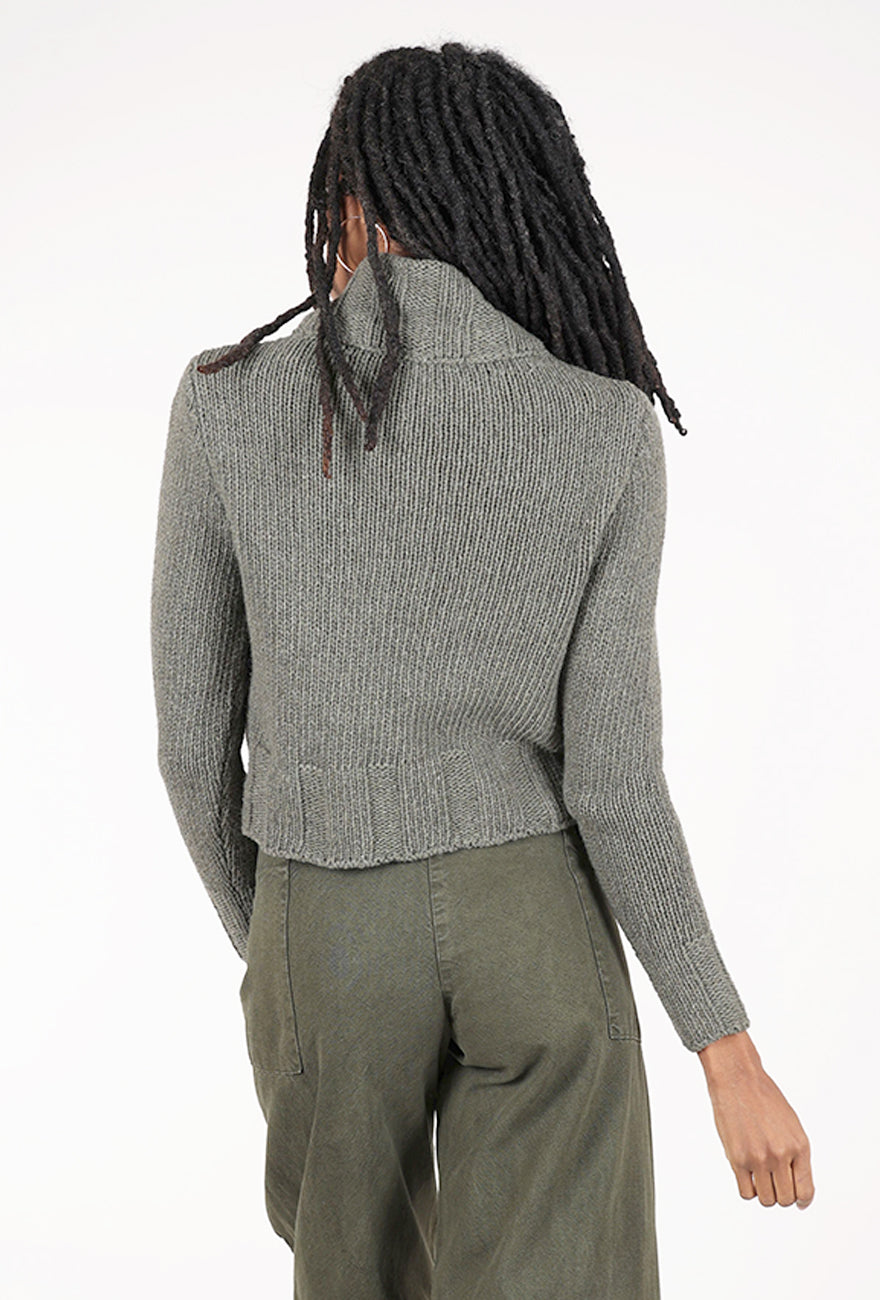 Lurdes Bergada Chunky Crop Funnel Sweater, Khaki 
