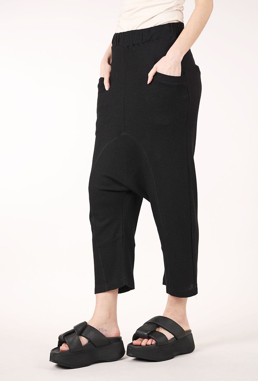 Sort Aarhus Waffle Knit ER Pant, Black 
