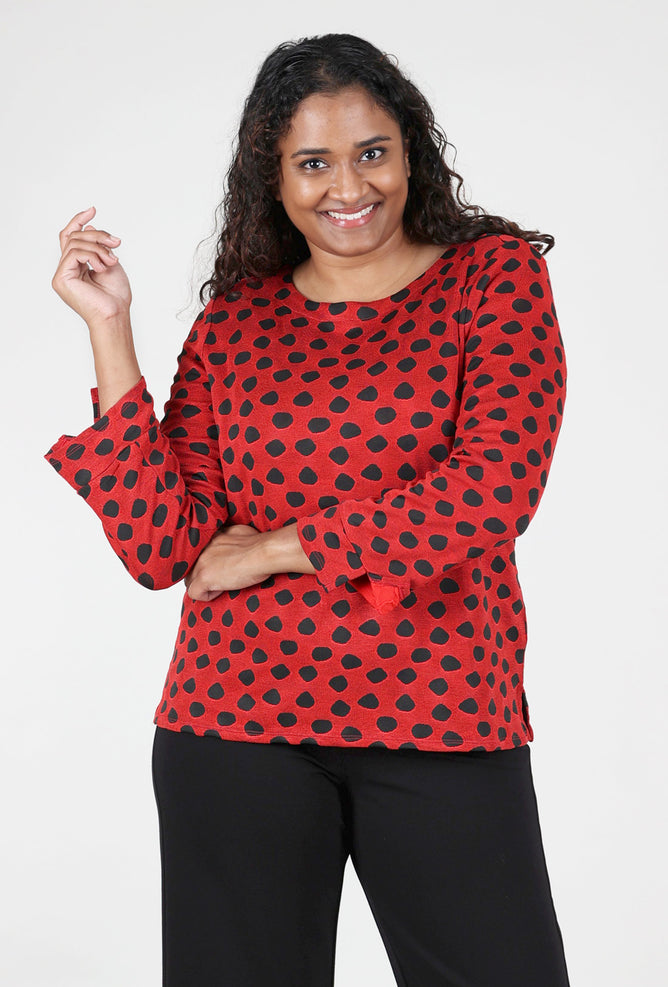 Habitat Textured Dot Boatneck Top, Apple 