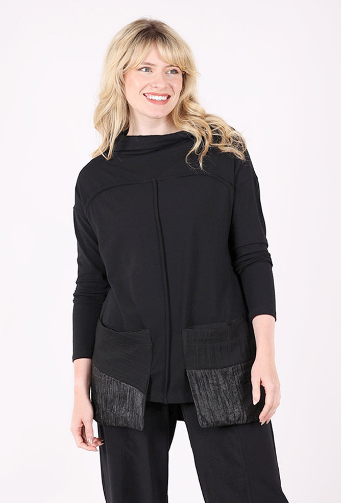 Ozai Dropped Pockets Tunic, Black 