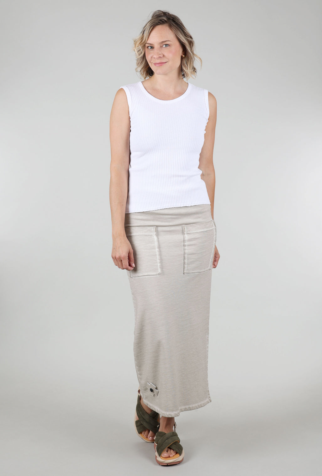 Prairie Cotton Fitted Ribbed Tank, White 