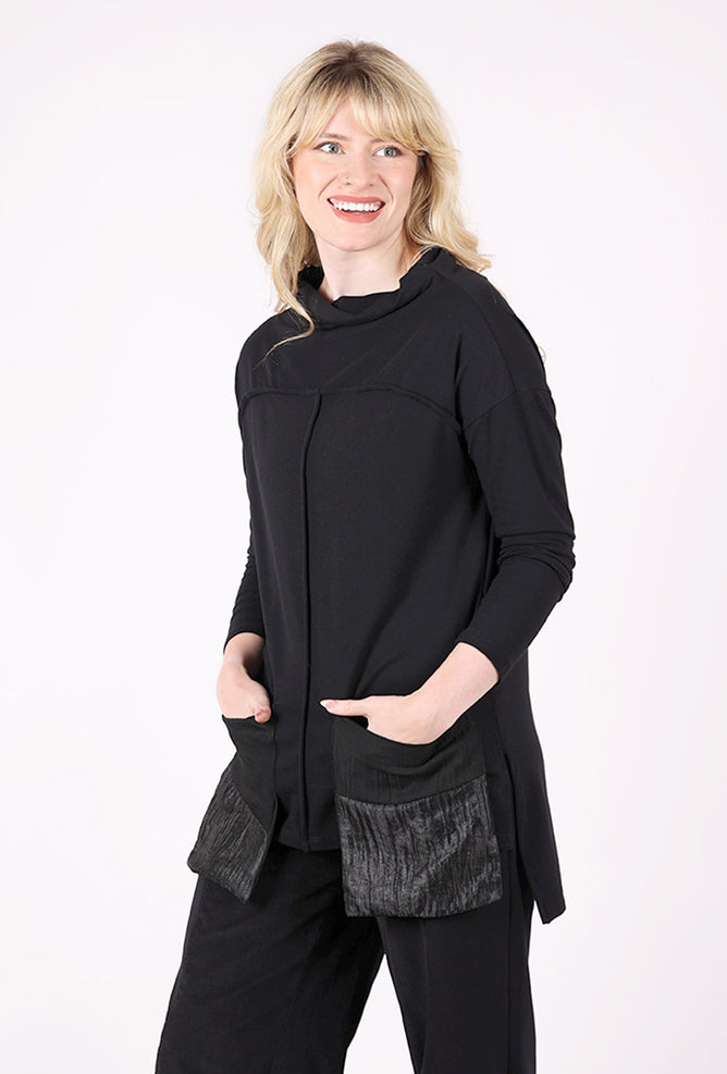 Ozai Dropped Pockets Tunic, Black 