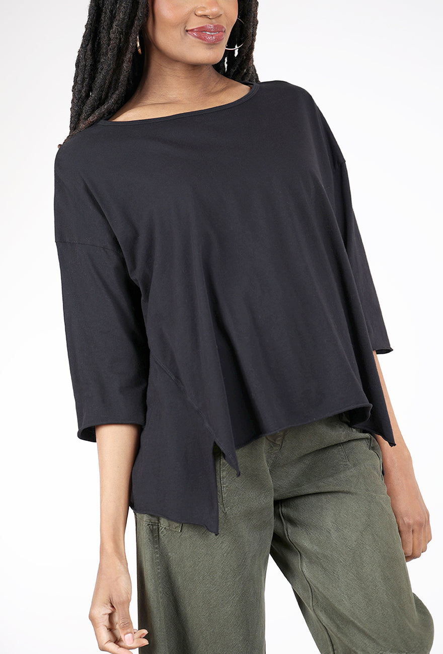 M Square Curved Seaming Tee, Black 