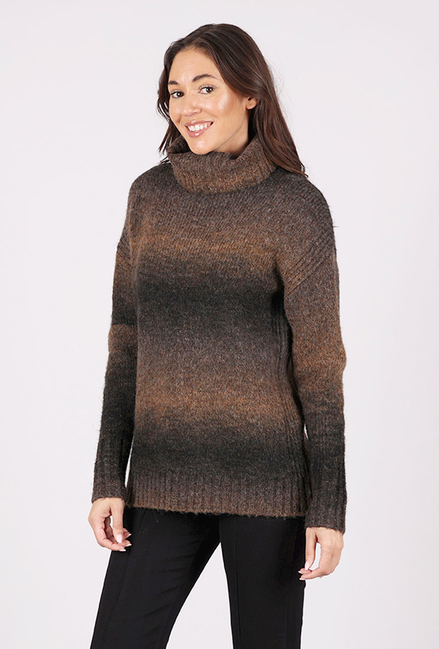 Sunday Ombre Funnel Sweater, Browns 