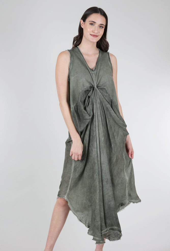 Sanctamuerte Empire Drape Dress, Olive 