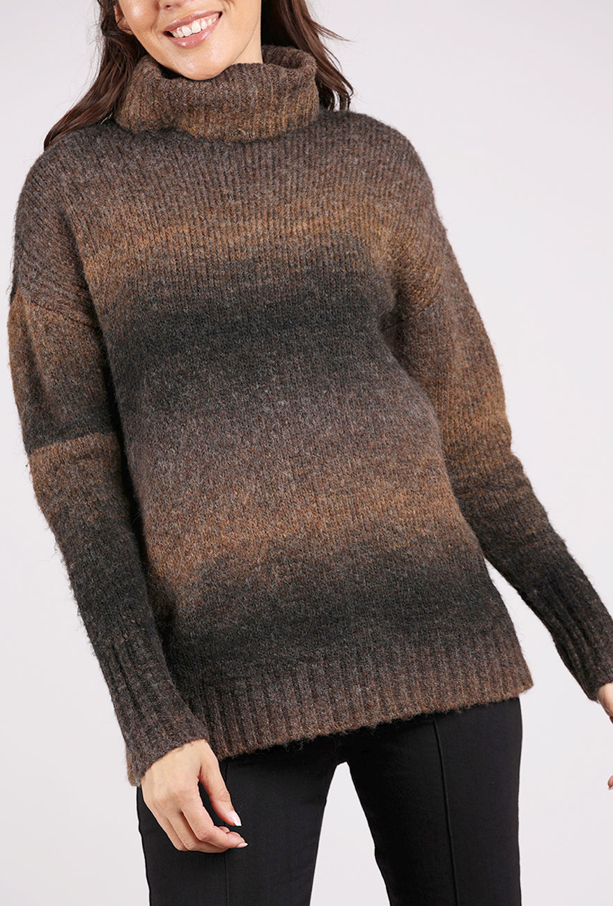 Sunday Ombre Funnel Sweater, Browns 