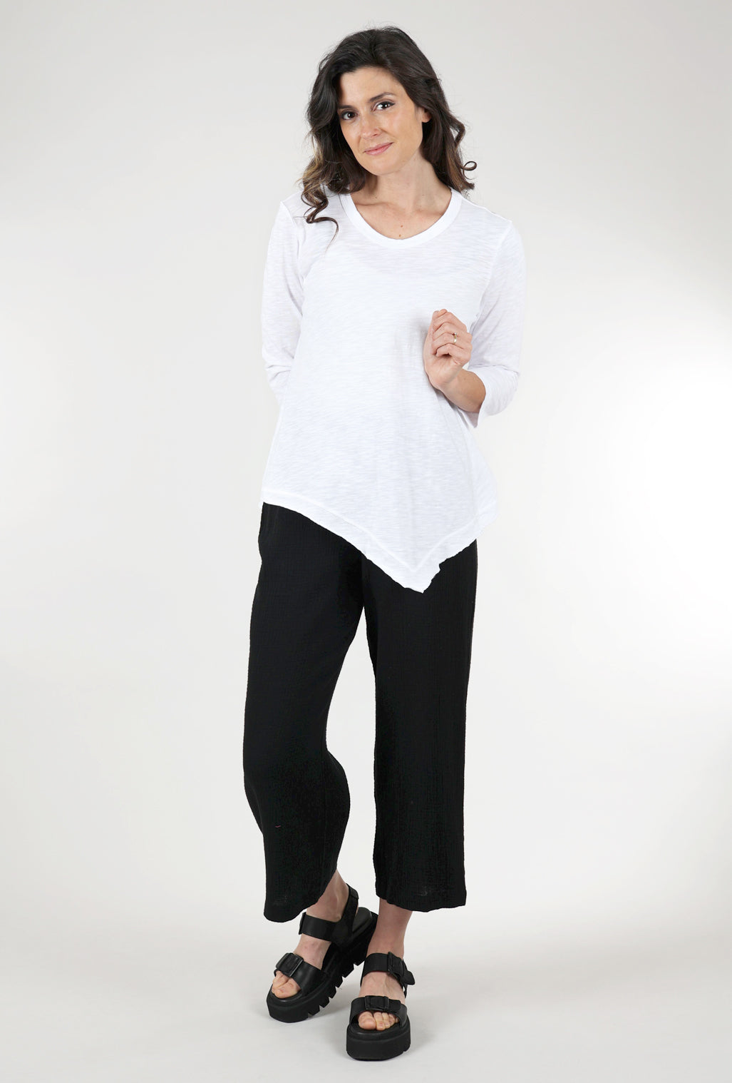 Wilt Slant Hem 3/4-Sleeve Tunic, White 